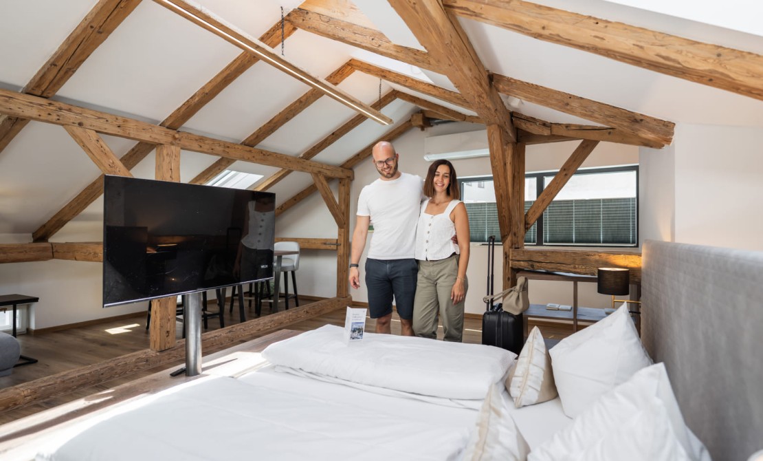 Helles Apartment mit historischem Dachstuhl und stilvoller Einrichtung